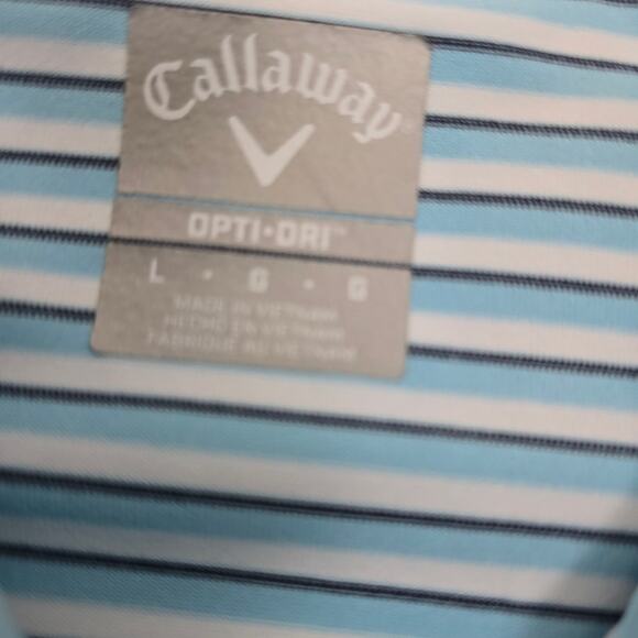 Callaway Opti Dry Men Polo Shirt Blue Stripe Golf Outdoor Activewear Wicking L - Picture 7 of 12